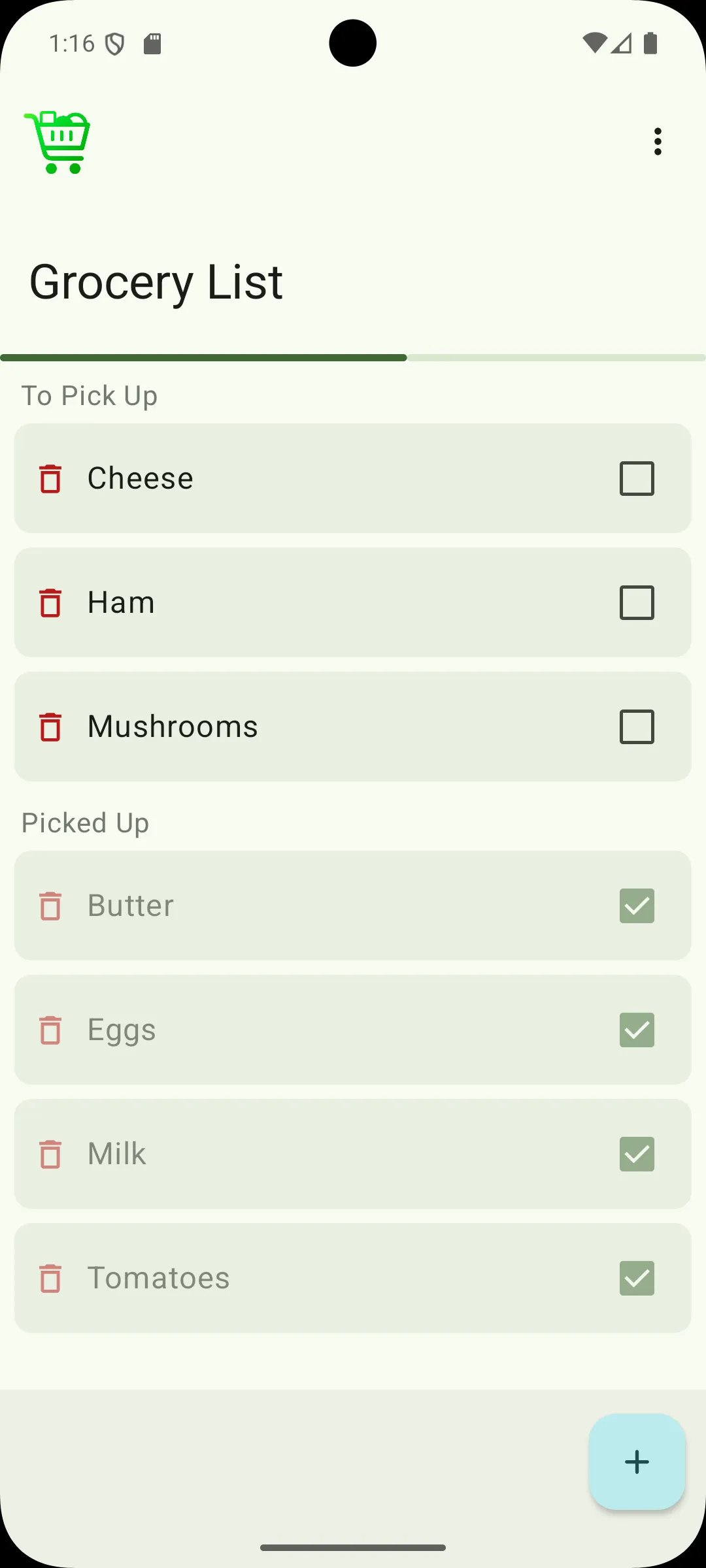 App screenshot in light mode